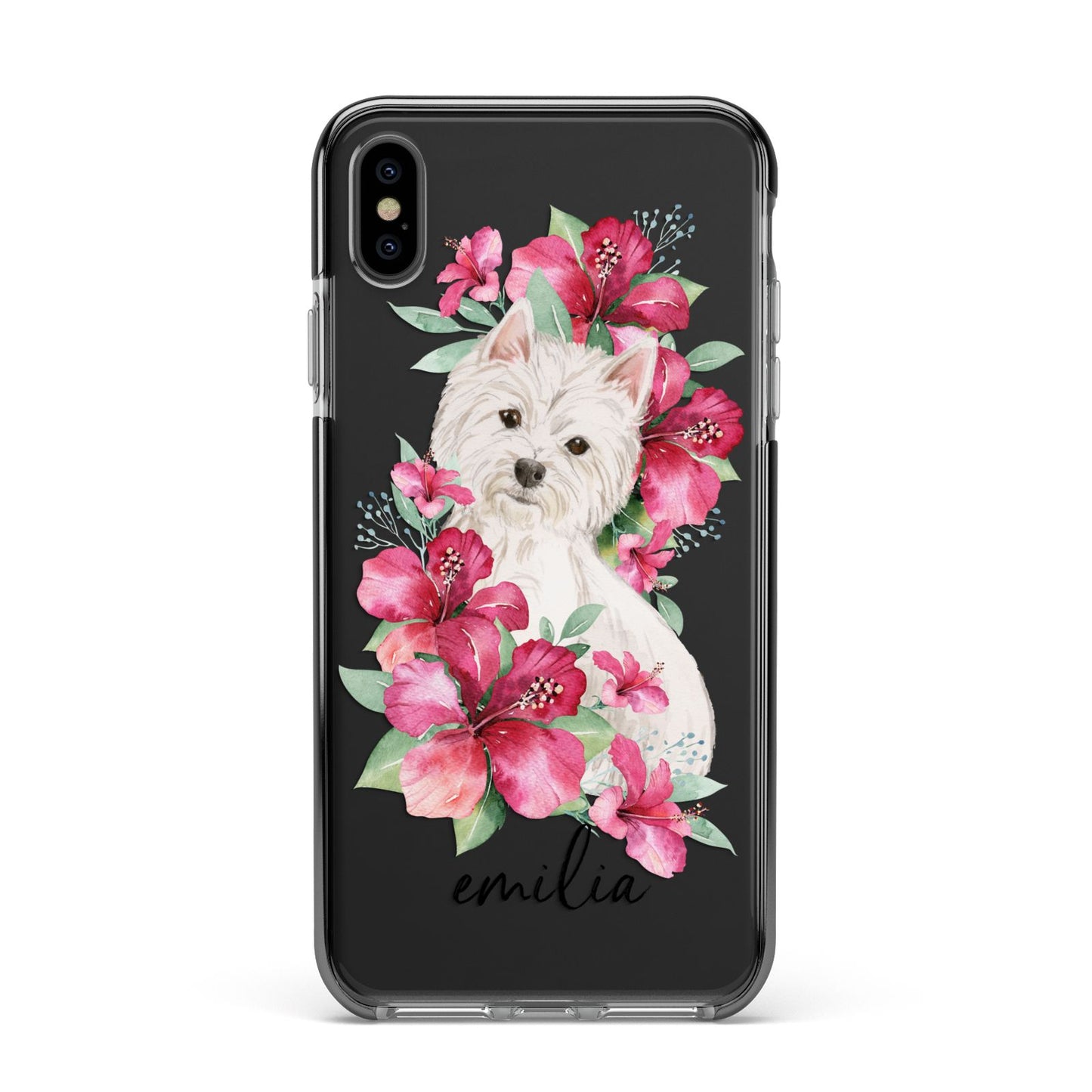 Personalised Westie Dog Apple iPhone Xs Max Impact Case Black Edge on Black Phone