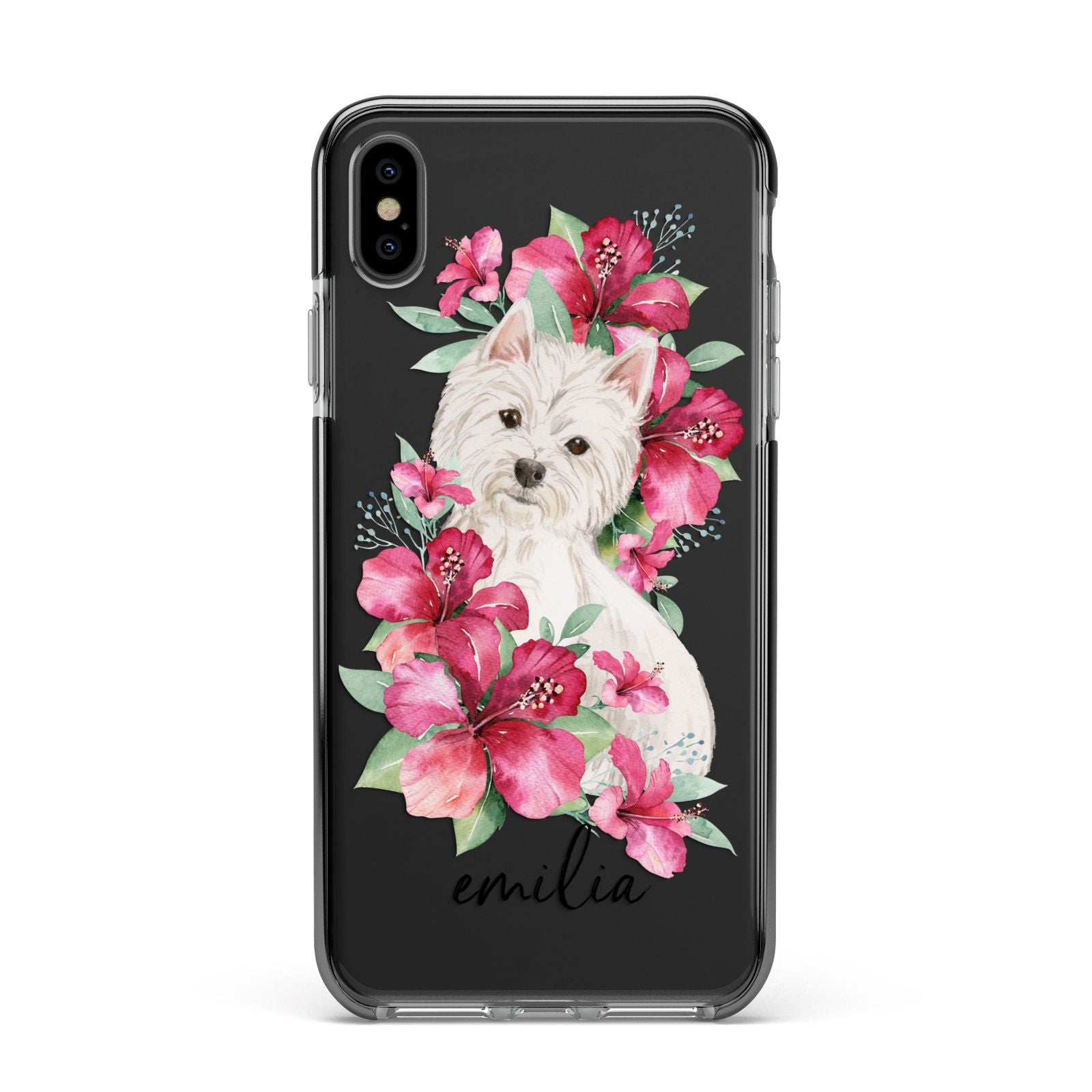 Personalised Westie Dog Apple iPhone Xs Max Impact Case Black Edge on Black Phone