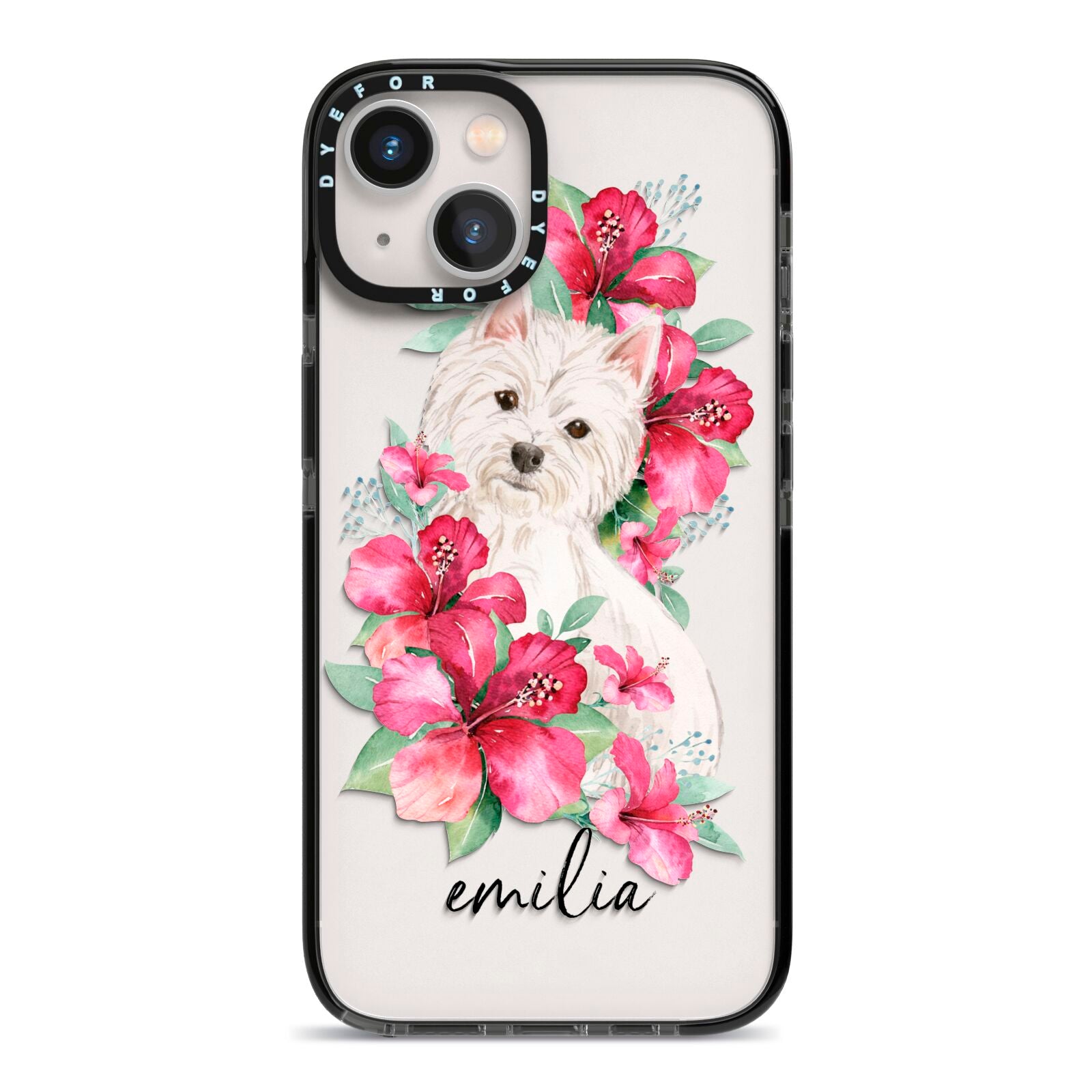 Personalised Westie Dog iPhone 13 Black Impact Case on Silver phone