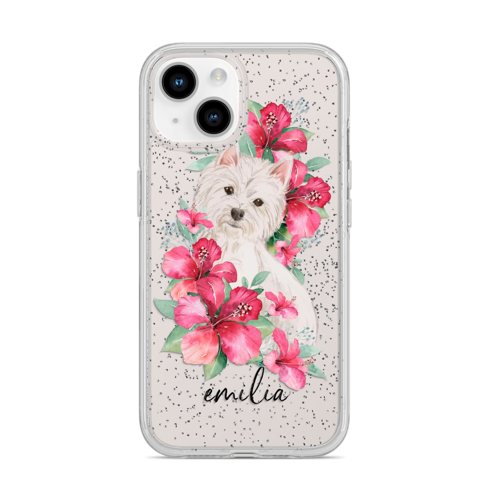 Personalised Westie Dog iPhone 14 Glitter Tough Case Starlight