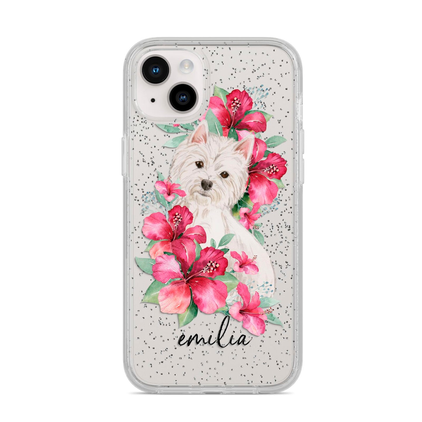 Personalised Westie Dog iPhone 14 Plus Glitter Tough Case Starlight