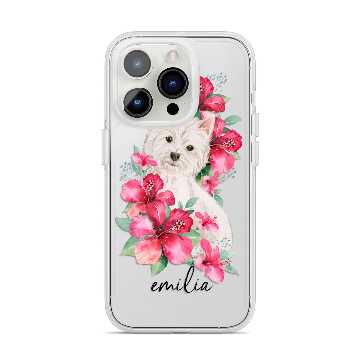 Personalised Westie Dog iPhone 14 Pro Clear Tough Case Silver