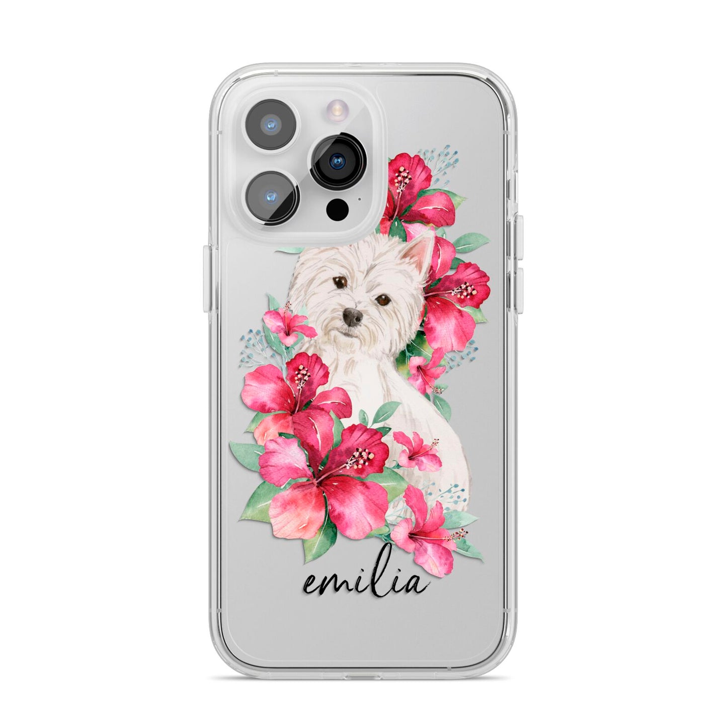 Personalised Westie Dog iPhone 14 Pro Max Clear Tough Case Silver