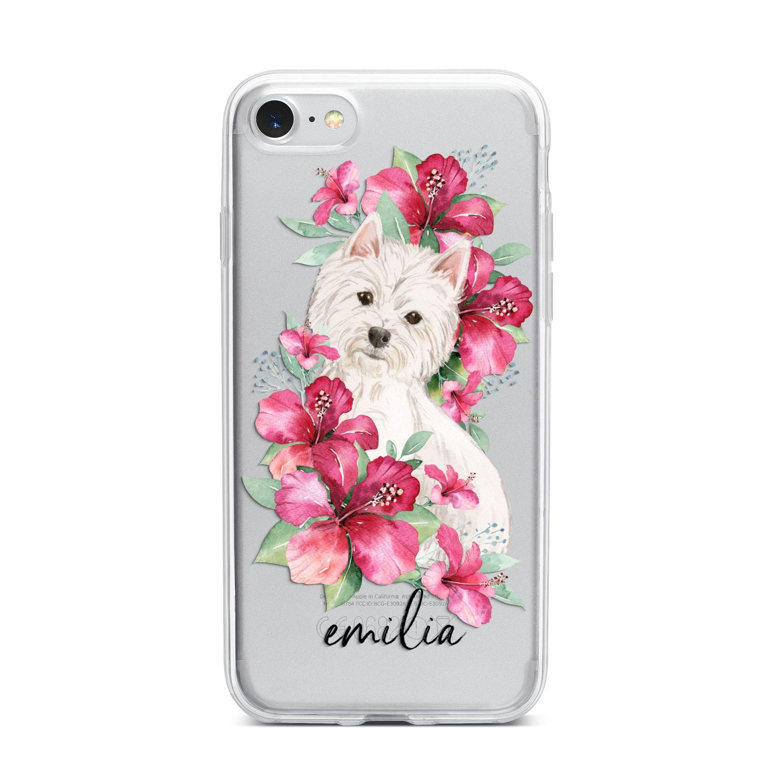 Personalised Westie Dog iPhone 7 Bumper Case on Silver iPhone