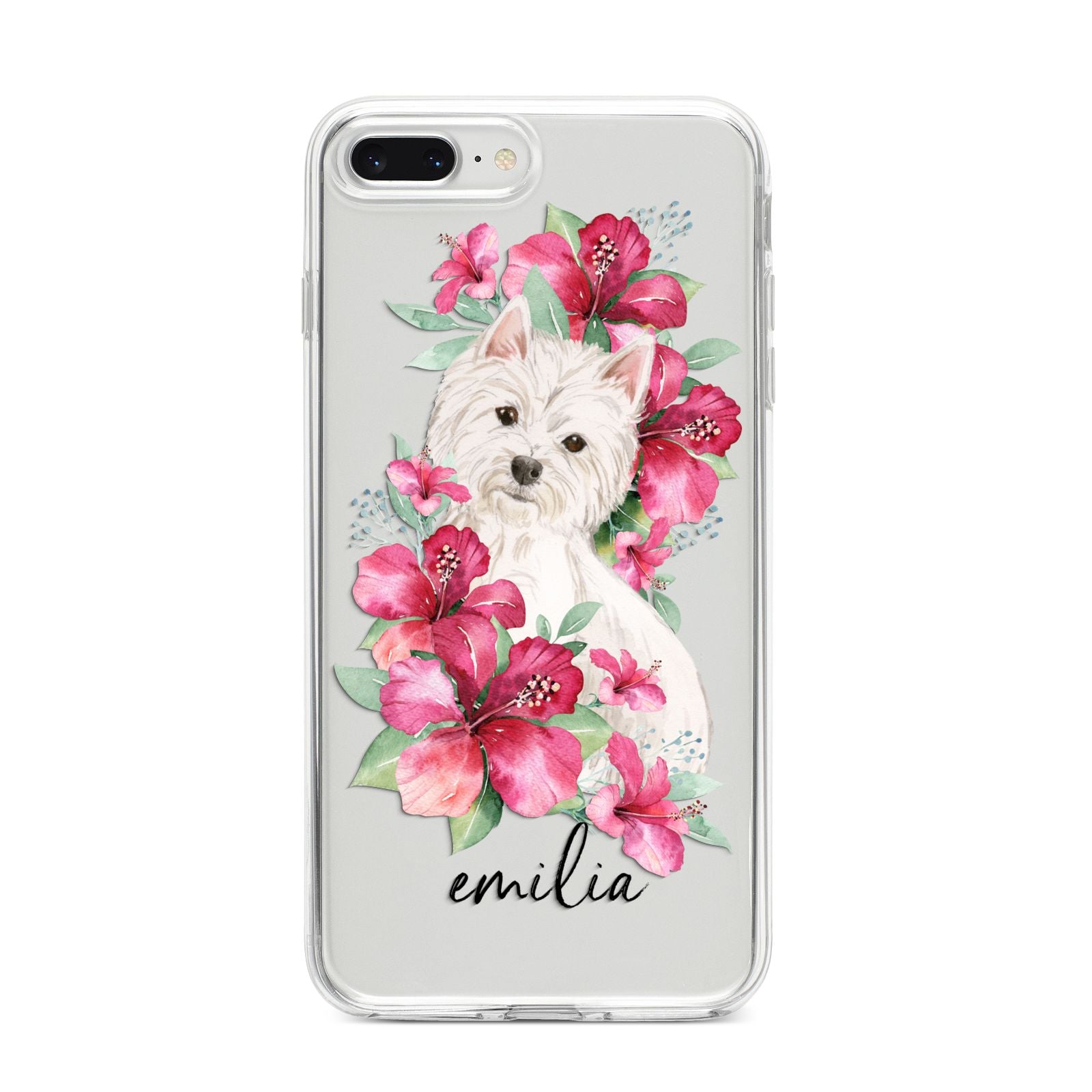 Personalised Westie Dog iPhone 8 Plus Bumper Case on Silver iPhone