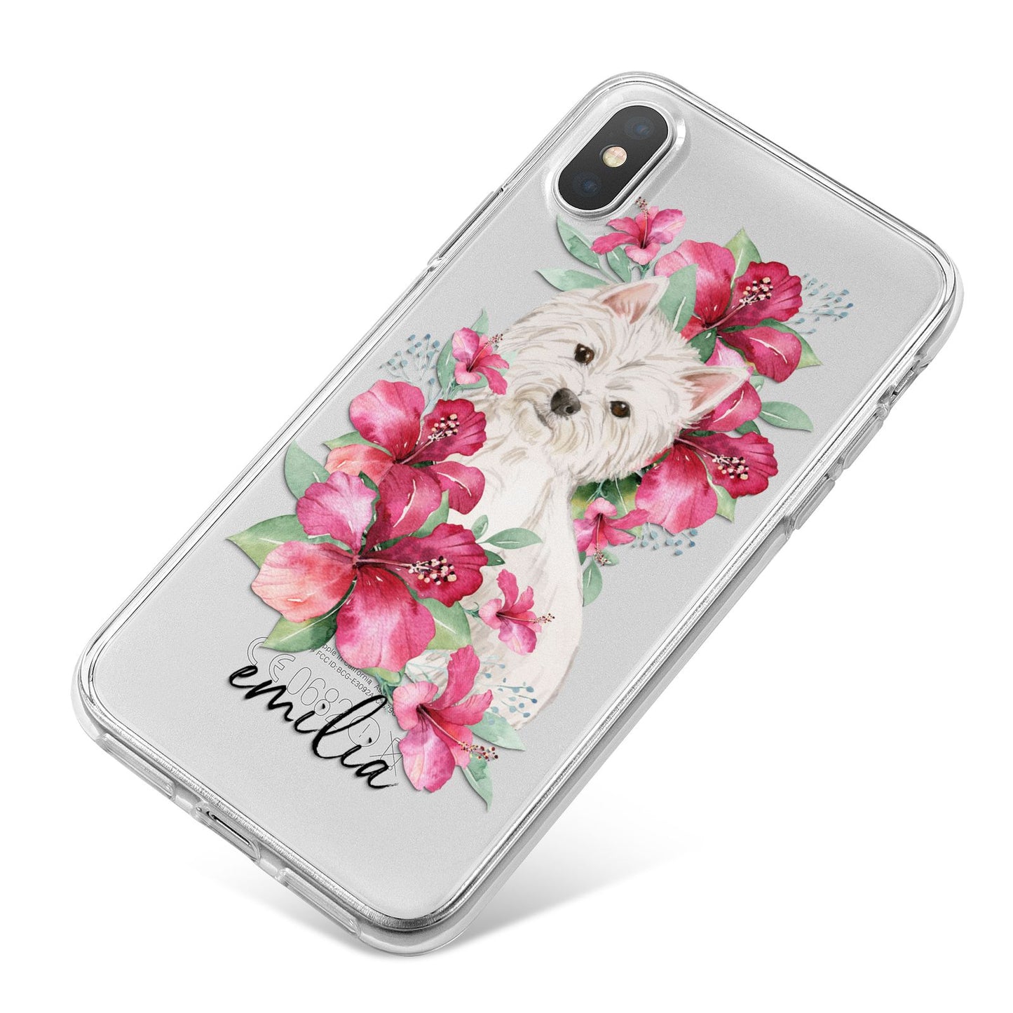 Personalised Westie Dog iPhone X Bumper Case on Silver iPhone