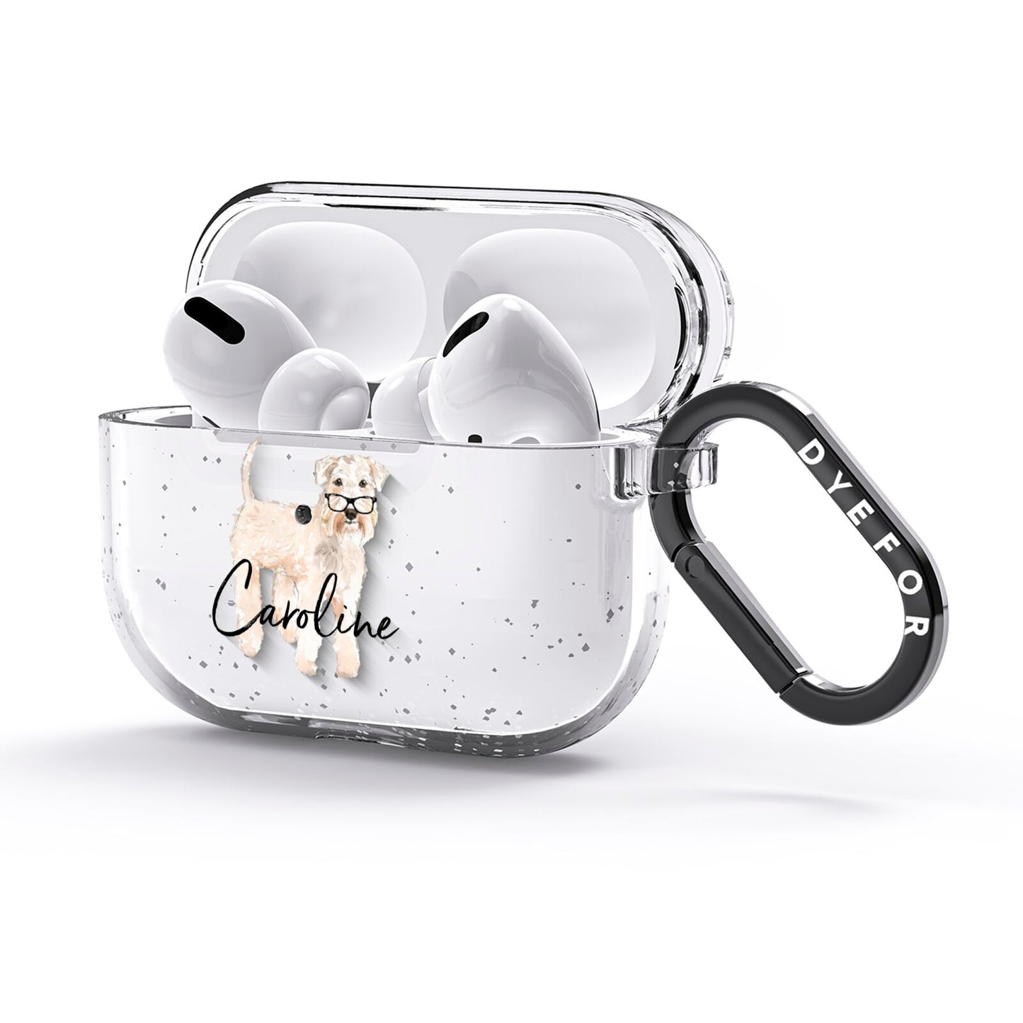 Personalised Wheaten Terrier AirPods Glitter Case 3rd Gen Side Image