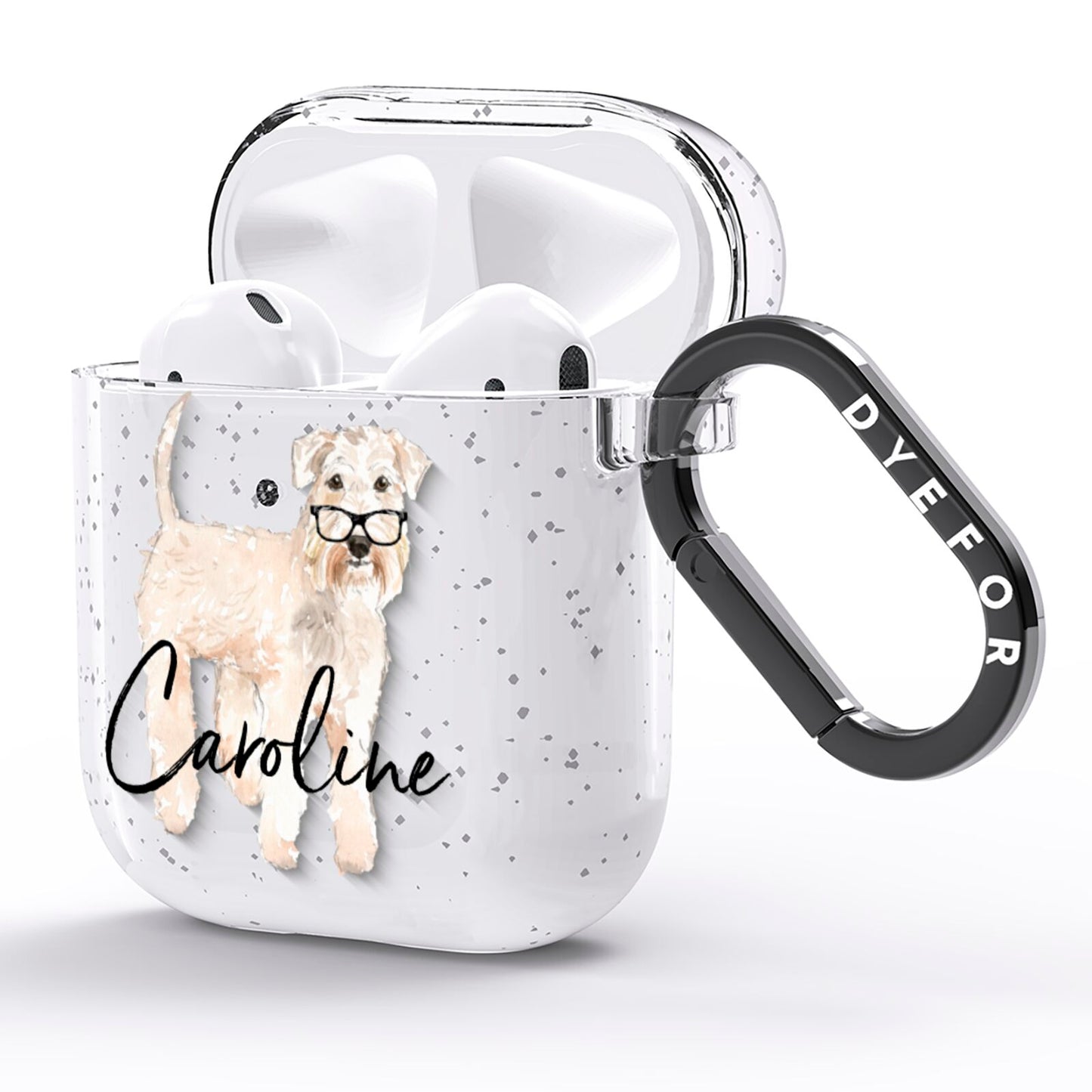 Personalised Wheaten Terrier AirPods Glitter Case Side Image
