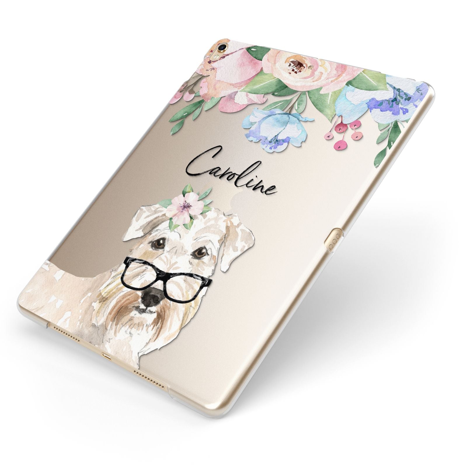 Personalised Wheaten Terrier Apple iPad Case on Gold iPad Side View