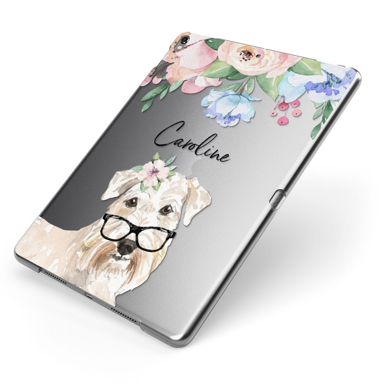 Personalised Wheaten Terrier Apple iPad Case on Grey iPad Side View