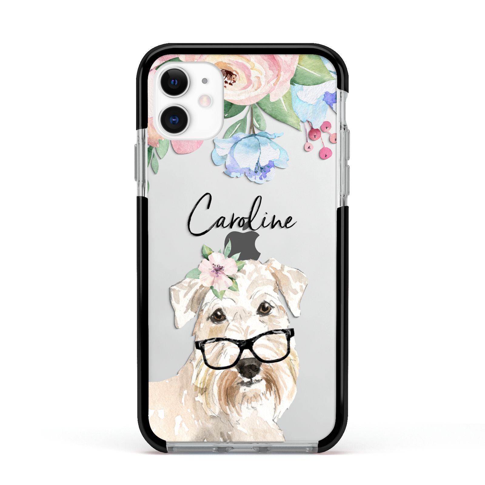 Personalised Wheaten Terrier Apple iPhone 11 in White with Black Impact Case