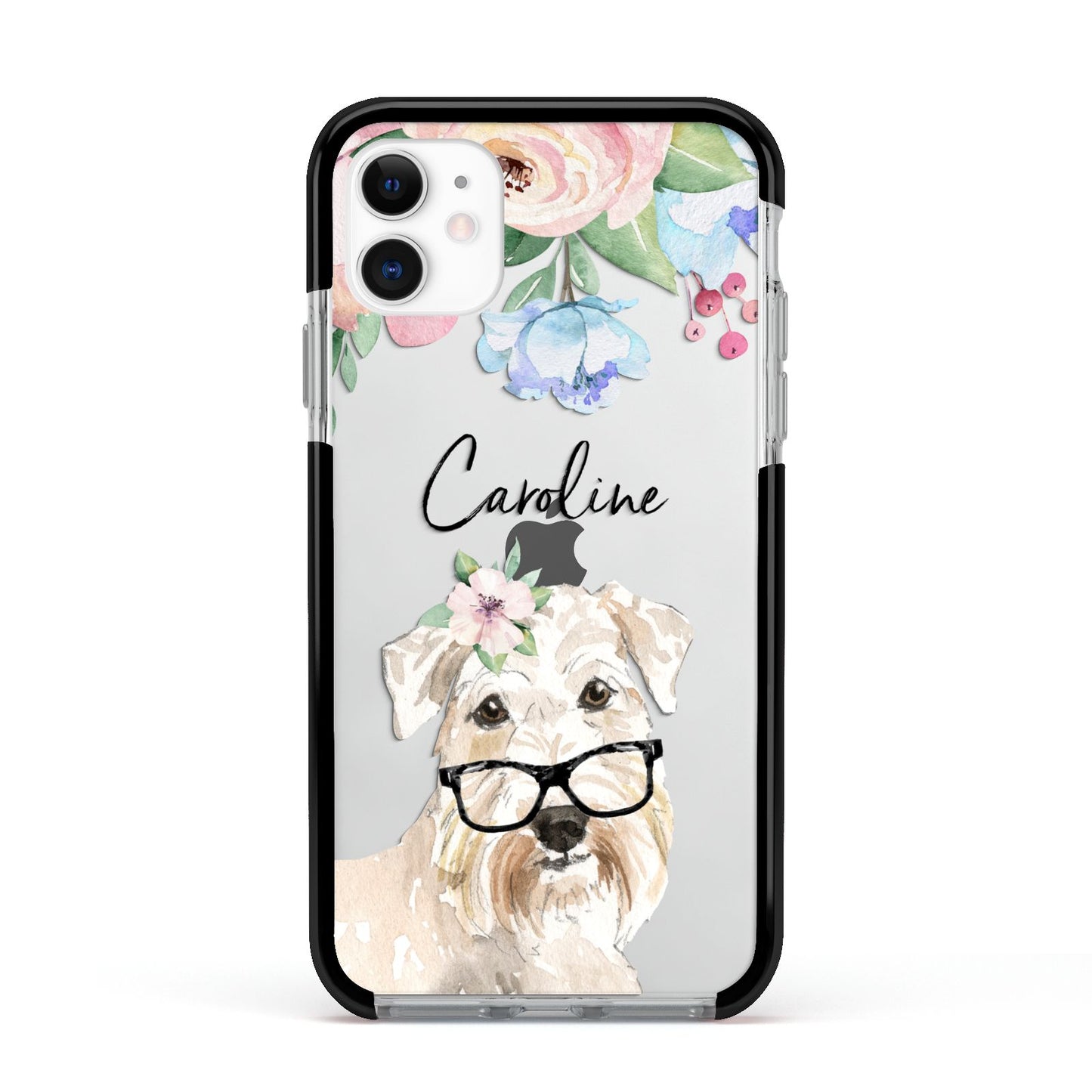 Personalised Wheaten Terrier Apple iPhone 11 in White with Black Impact Case