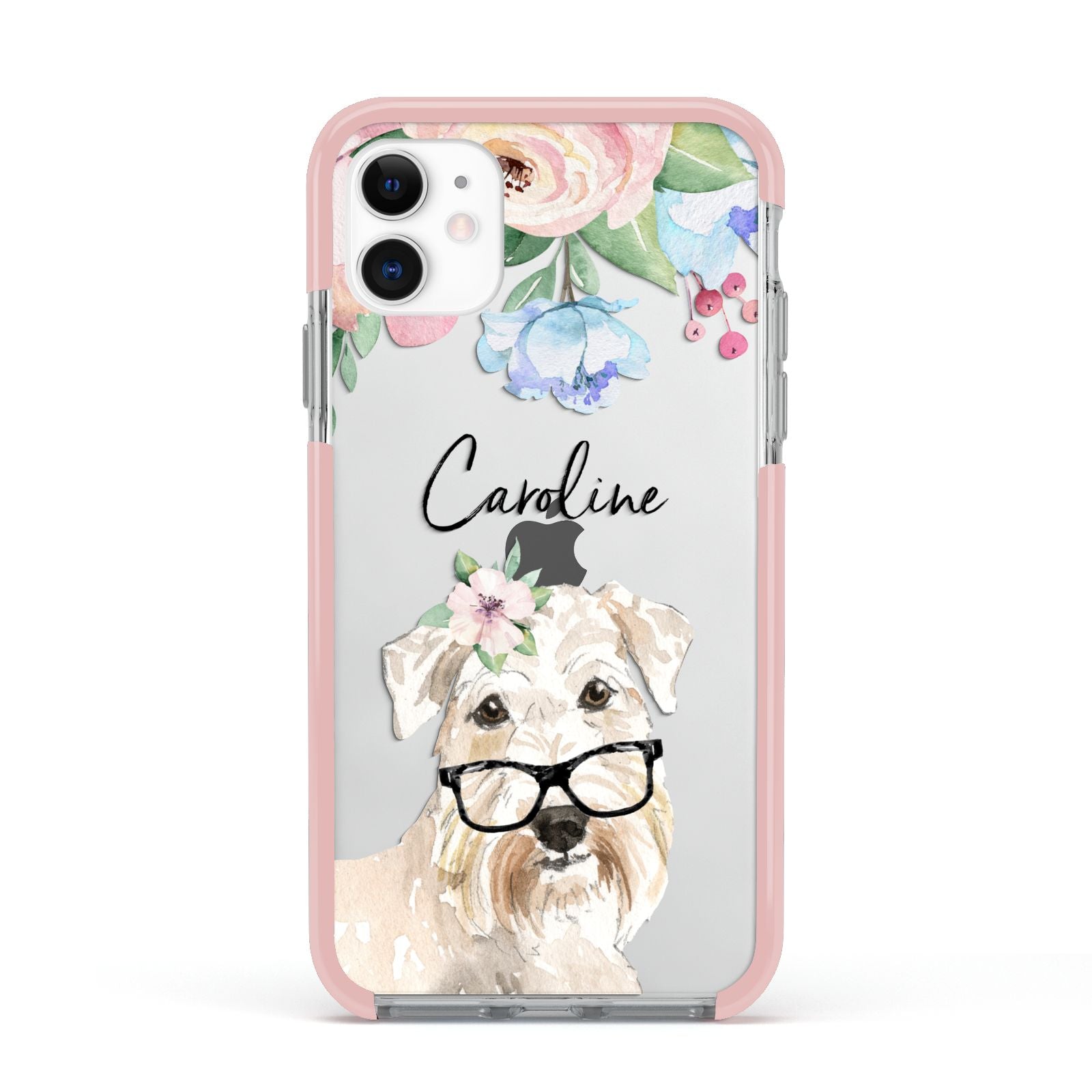 Personalised Wheaten Terrier Apple iPhone 11 in White with Pink Impact Case