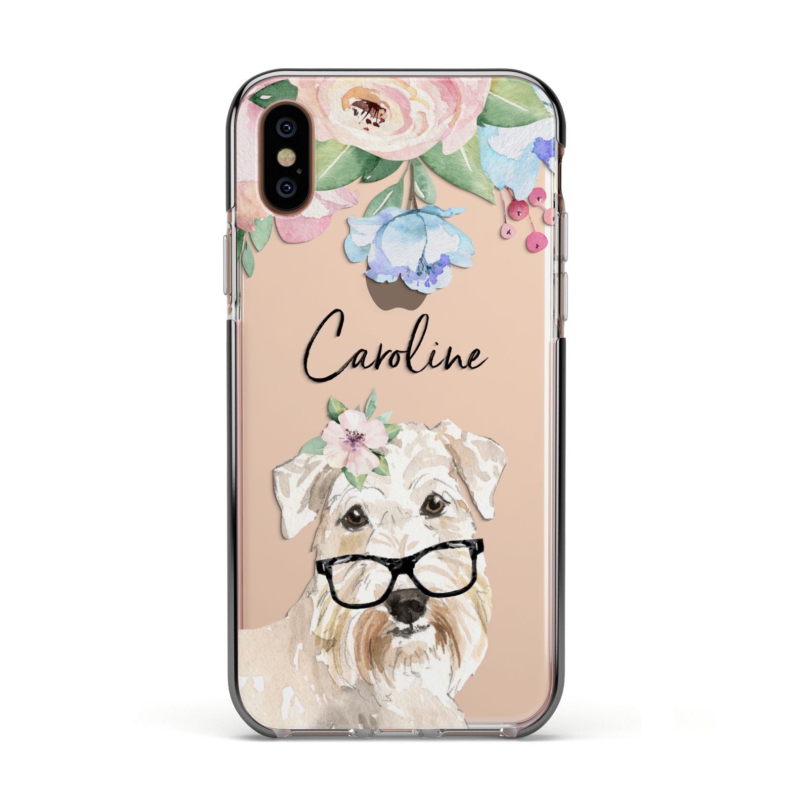 Personalised Wheaten Terrier Apple iPhone Xs Impact Case Black Edge on Gold Phone