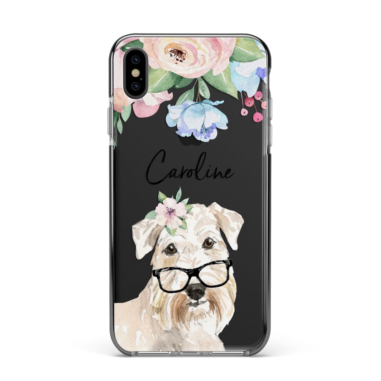 Personalised Wheaten Terrier Apple iPhone Xs Max Impact Case Black Edge on Black Phone