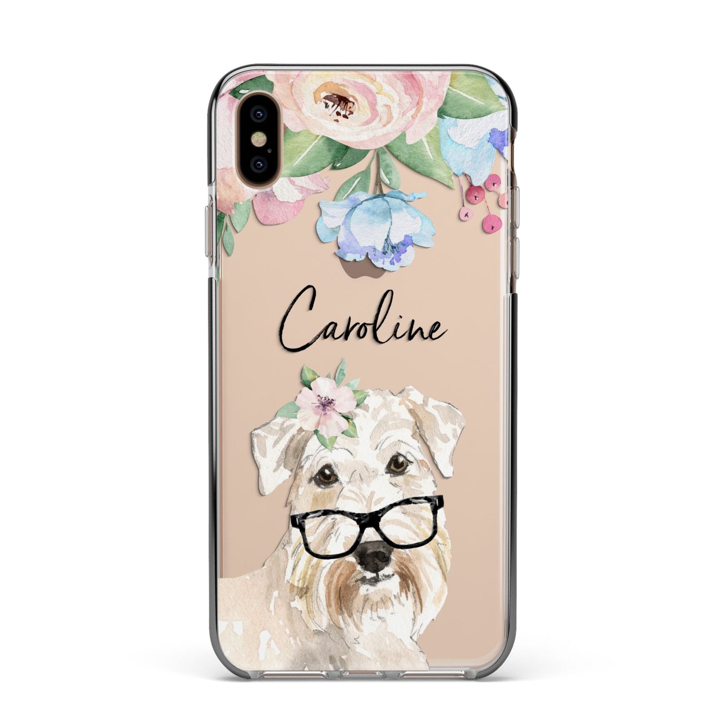 Personalised Wheaten Terrier Apple iPhone Xs Max Impact Case Black Edge on Gold Phone