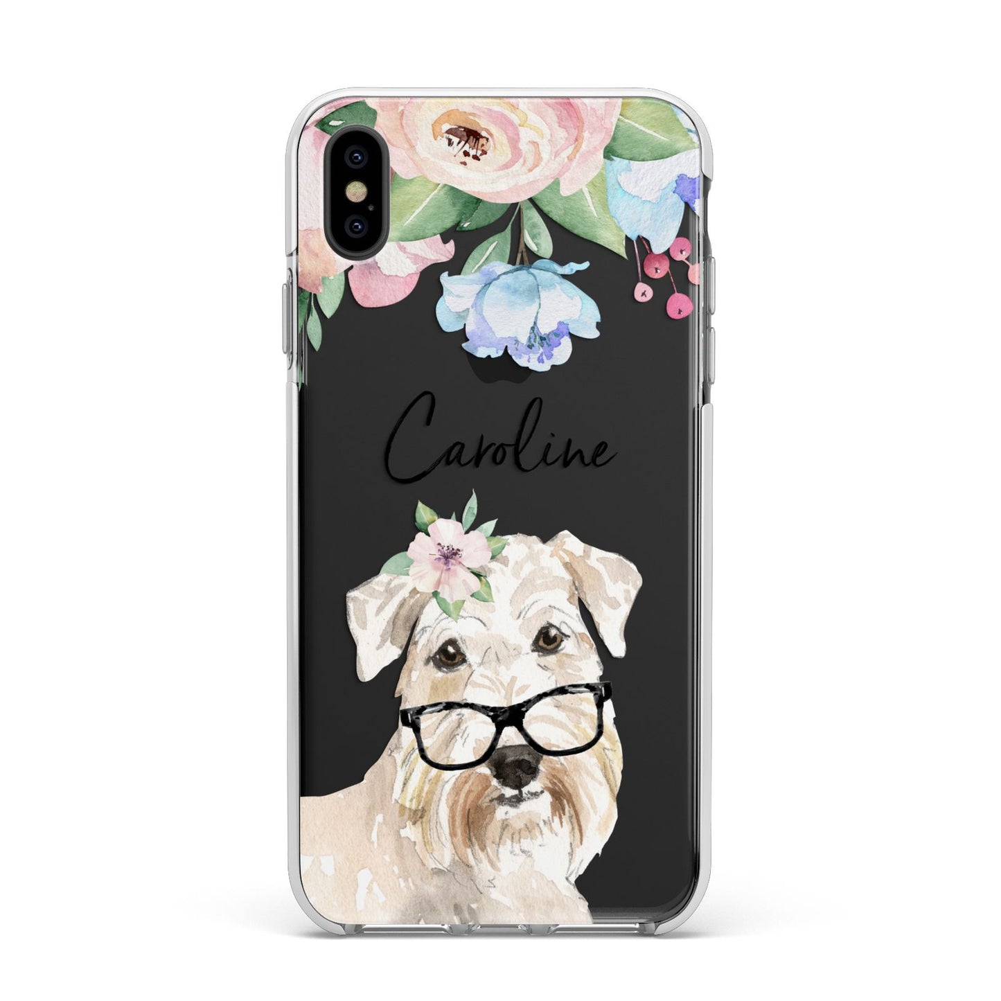 Personalised Wheaten Terrier Apple iPhone Xs Max Impact Case White Edge on Black Phone