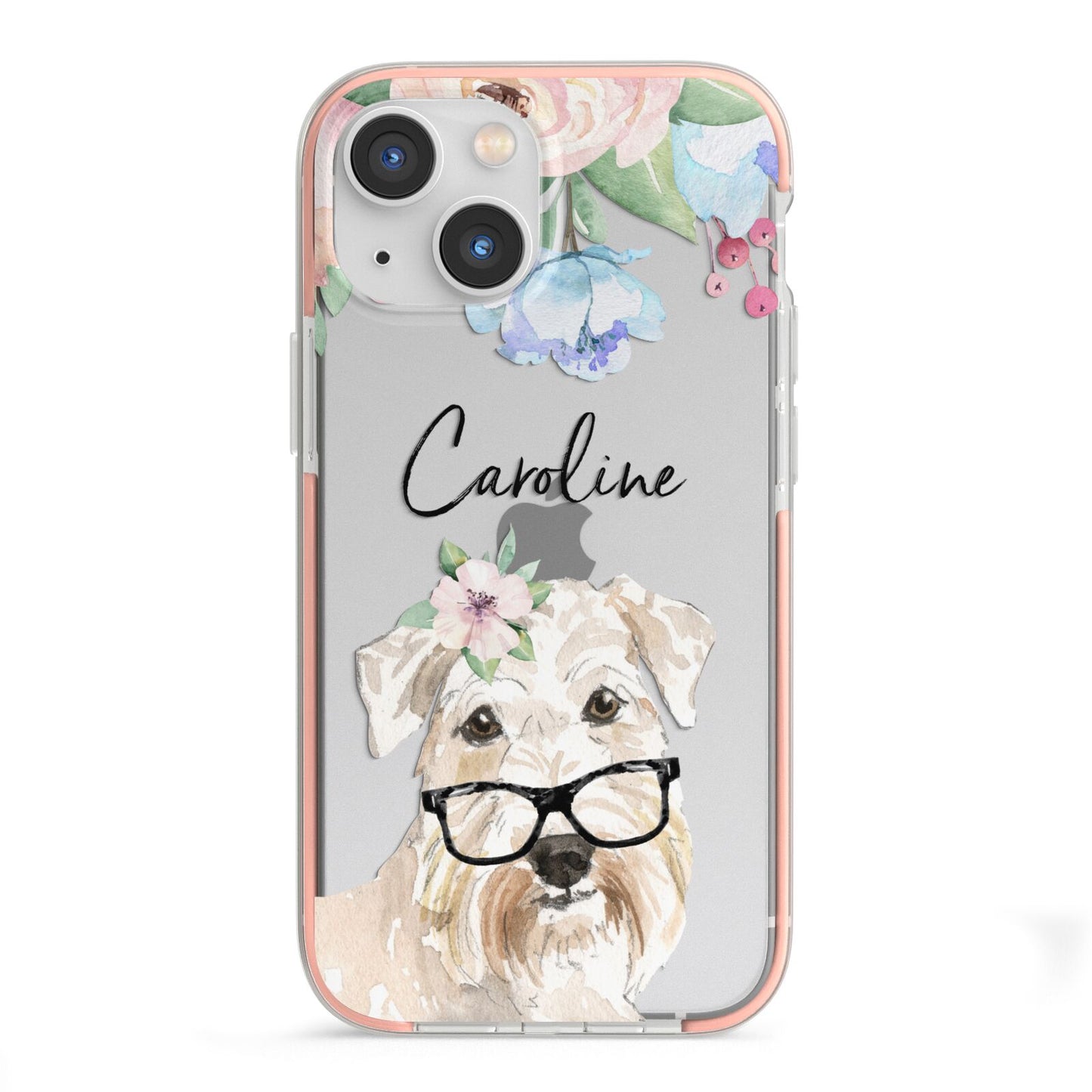 Personalised Wheaten Terrier iPhone 13 Mini TPU Impact Case with Pink Edges