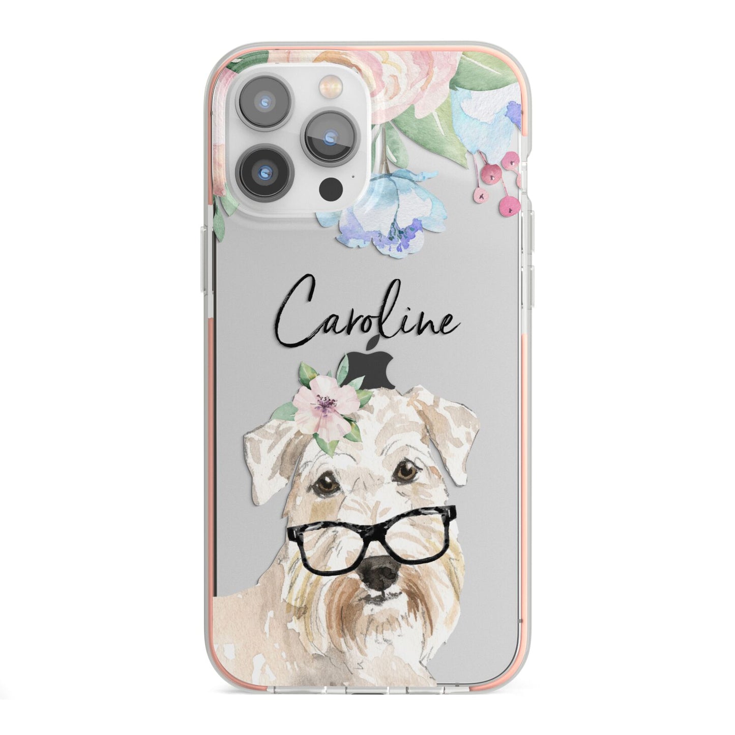 Personalised Wheaten Terrier iPhone 13 Pro Max TPU Impact Case with Pink Edges