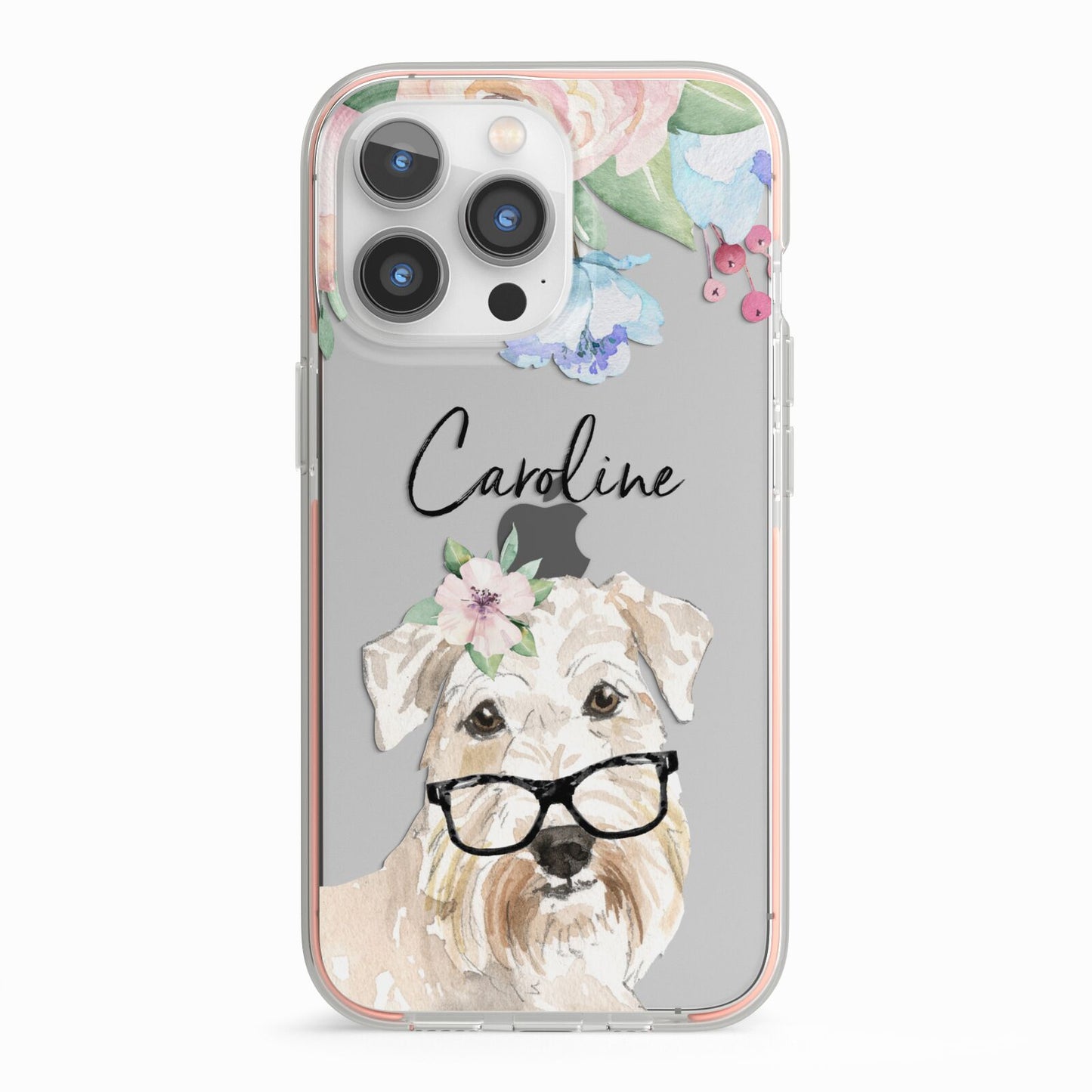 Personalised Wheaten Terrier iPhone 13 Pro TPU Impact Case with Pink Edges