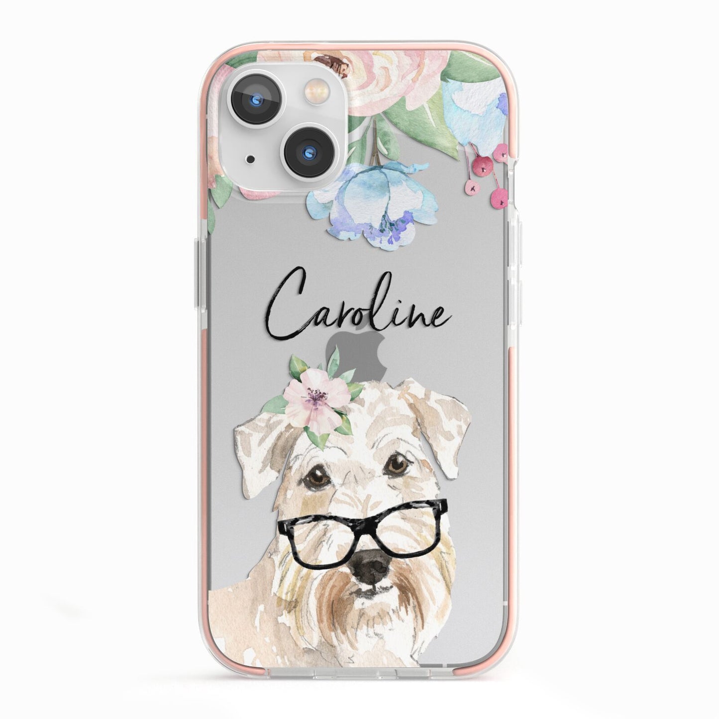 Personalised Wheaten Terrier iPhone 13 TPU Impact Case with Pink Edges
