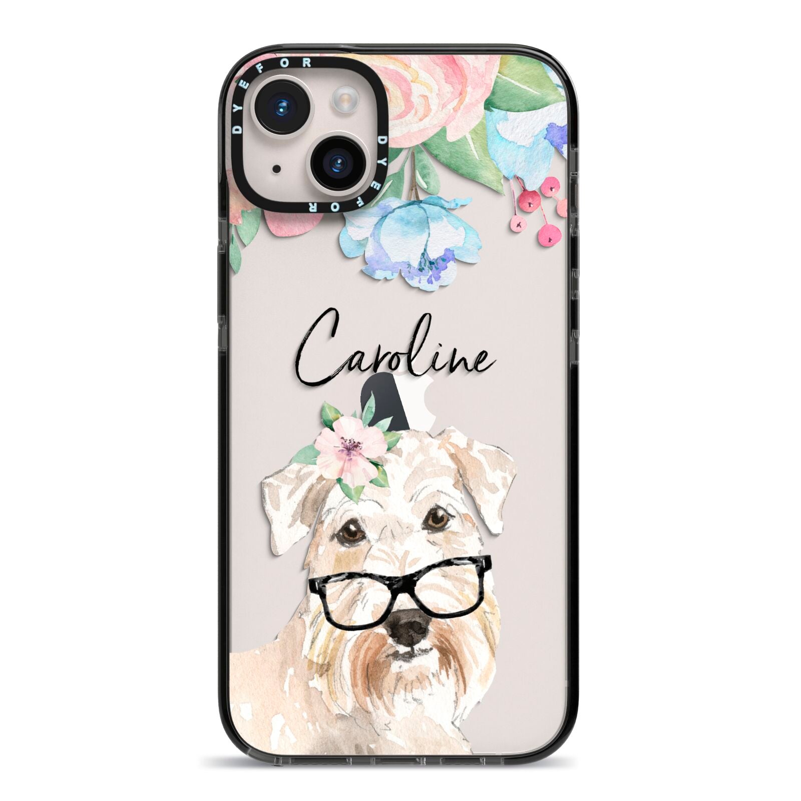 Personalised Wheaten Terrier iPhone 14 Plus Black Impact Case on Silver phone