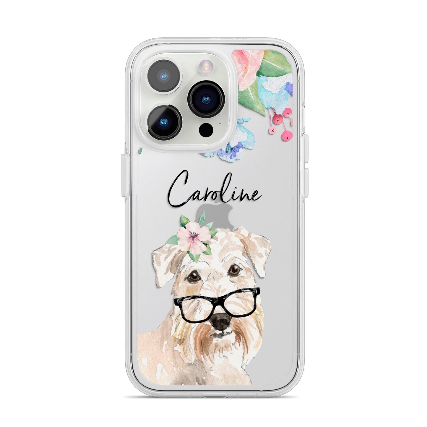 Personalised Wheaten Terrier iPhone 14 Pro Clear Tough Case Silver
