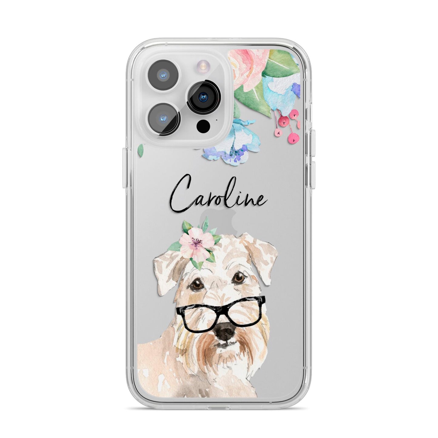 Personalised Wheaten Terrier iPhone 14 Pro Max Clear Tough Case Silver
