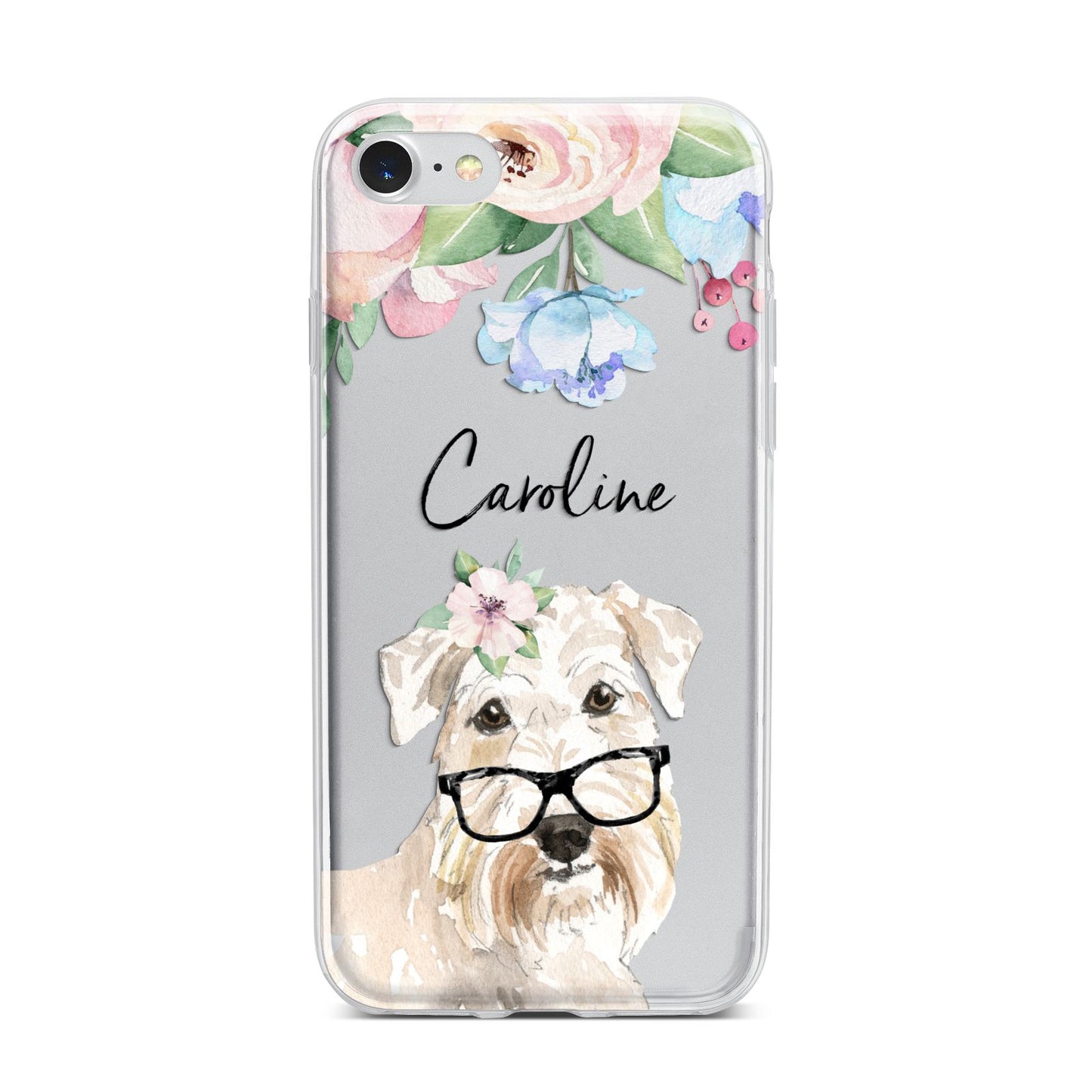 Personalised Wheaten Terrier iPhone 7 Bumper Case on Silver iPhone