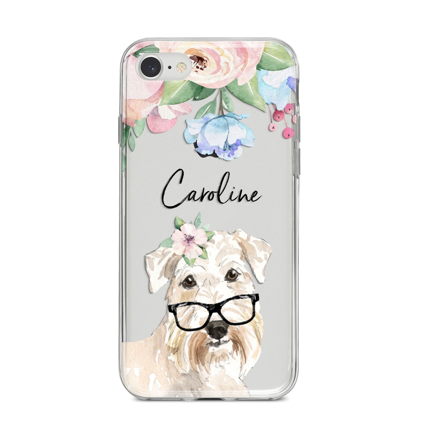 Personalised Wheaten Terrier iPhone 8 Bumper Case on Silver iPhone