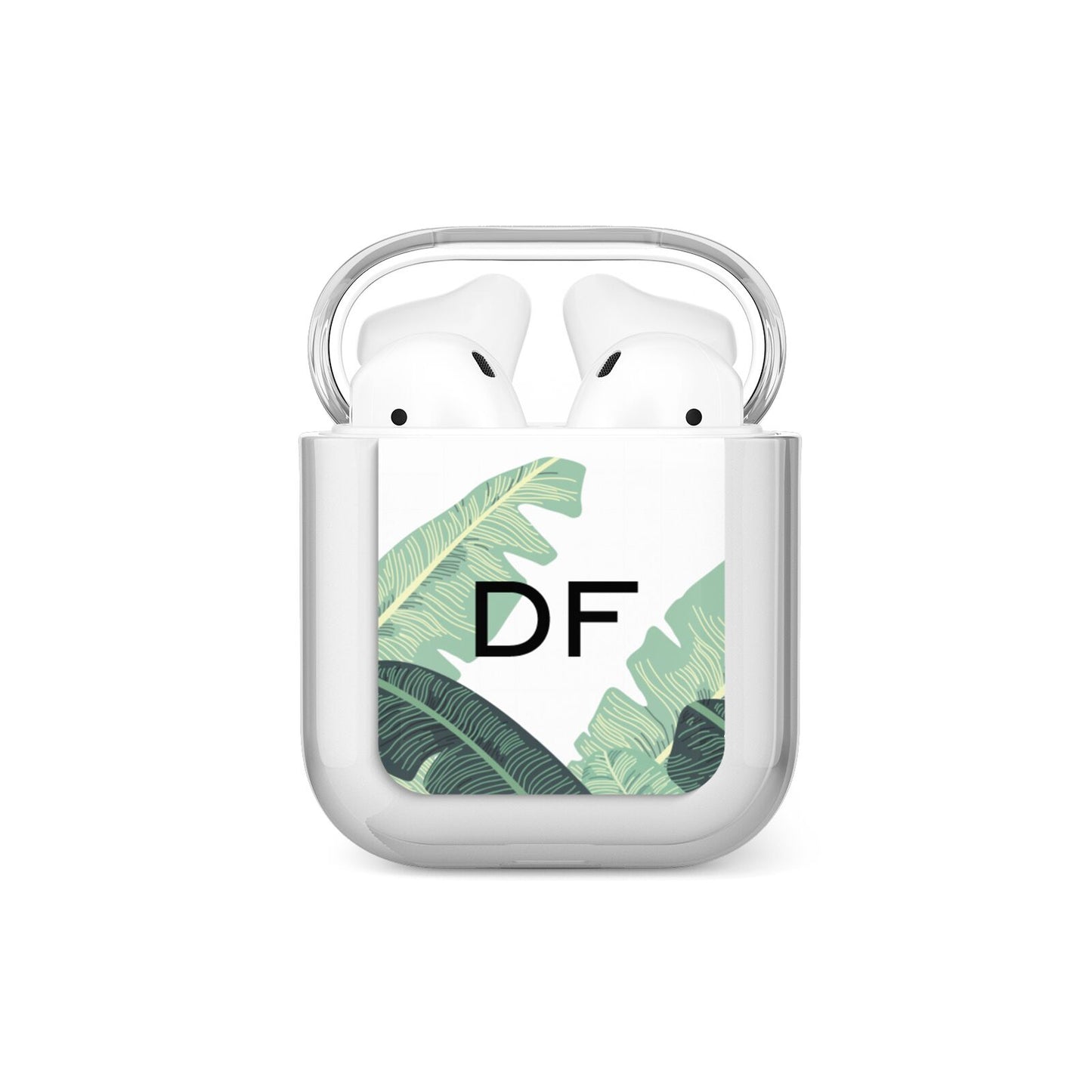Personalised White Banana Leaf AirPods Case