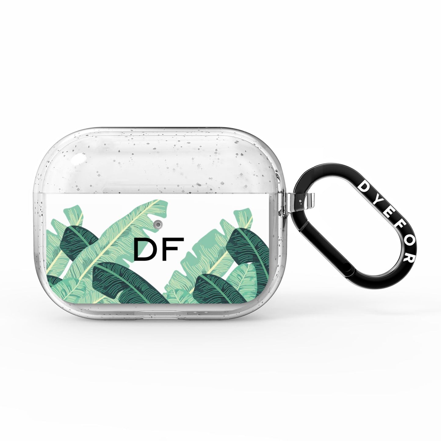 Personalised White Banana Leaf AirPods Pro Glitter Case