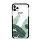 Personalised White Banana Leaf Apple iPhone 11 Pro Max in Silver with Black Impact Case