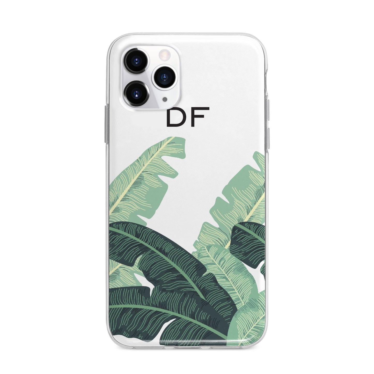 Personalised White Banana Leaf Apple iPhone 11 Pro Max in Silver with Bumper Case