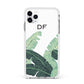 Personalised White Banana Leaf Apple iPhone 11 Pro Max in Silver with White Impact Case