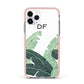 Personalised White Banana Leaf Apple iPhone 11 Pro in Silver with Pink Impact Case