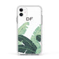 Personalised White Banana Leaf Apple iPhone 11 in White with White Impact Case