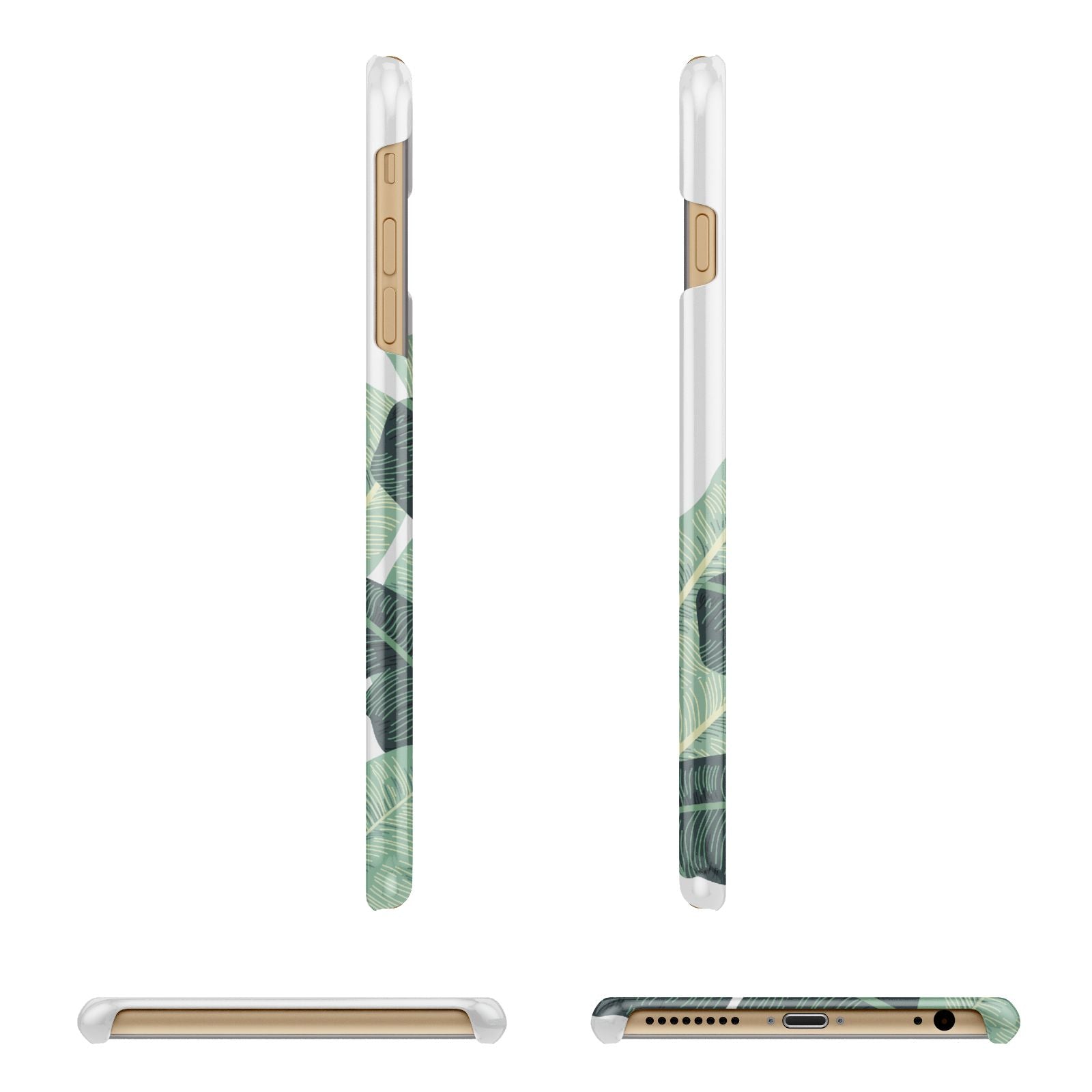 Personalised White Banana Leaf Apple iPhone 6 Plus 3D Wrap Snap Case Angled Images