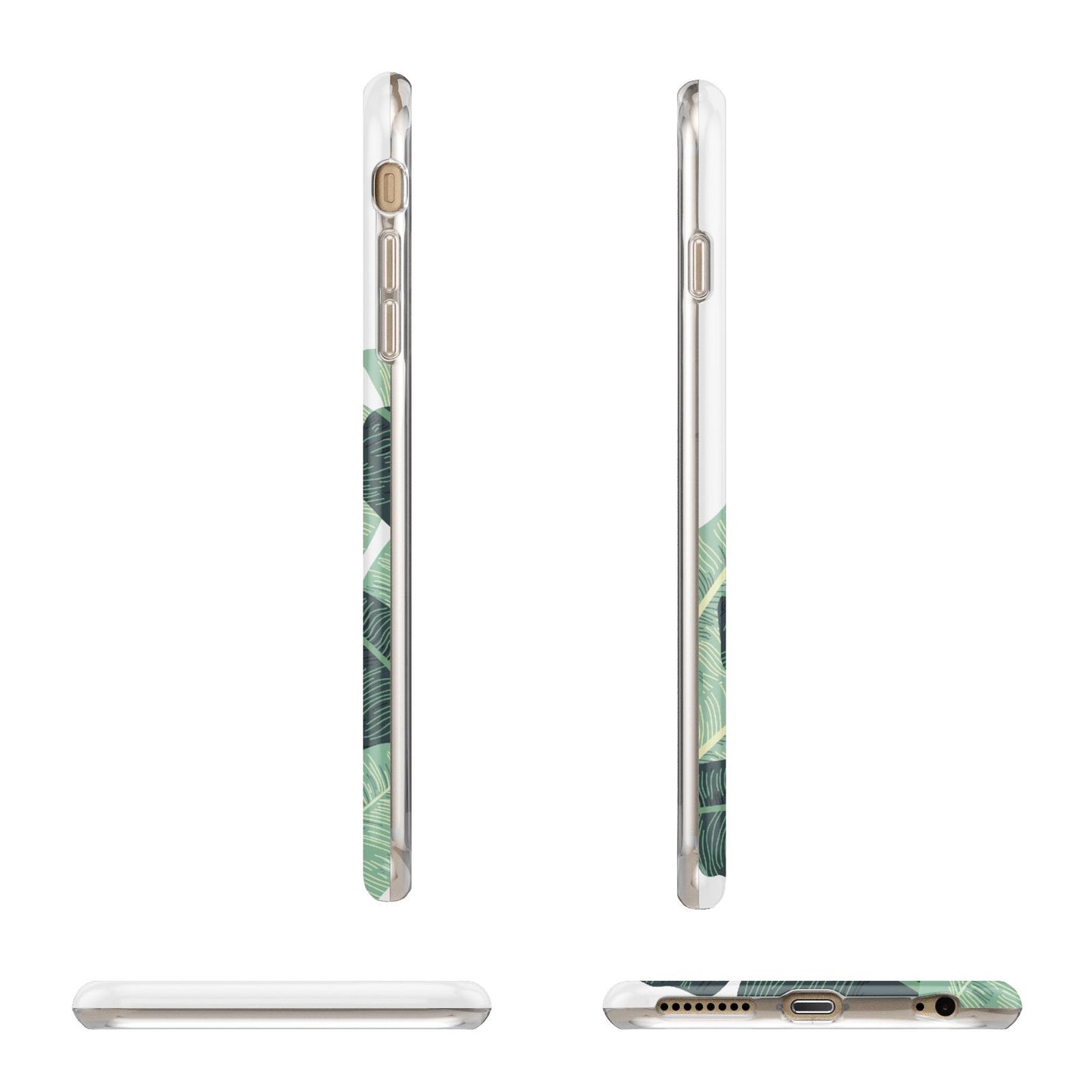 Personalised White Banana Leaf Apple iPhone 6 Plus 3D Wrap Tough Case Alternative Image Angles