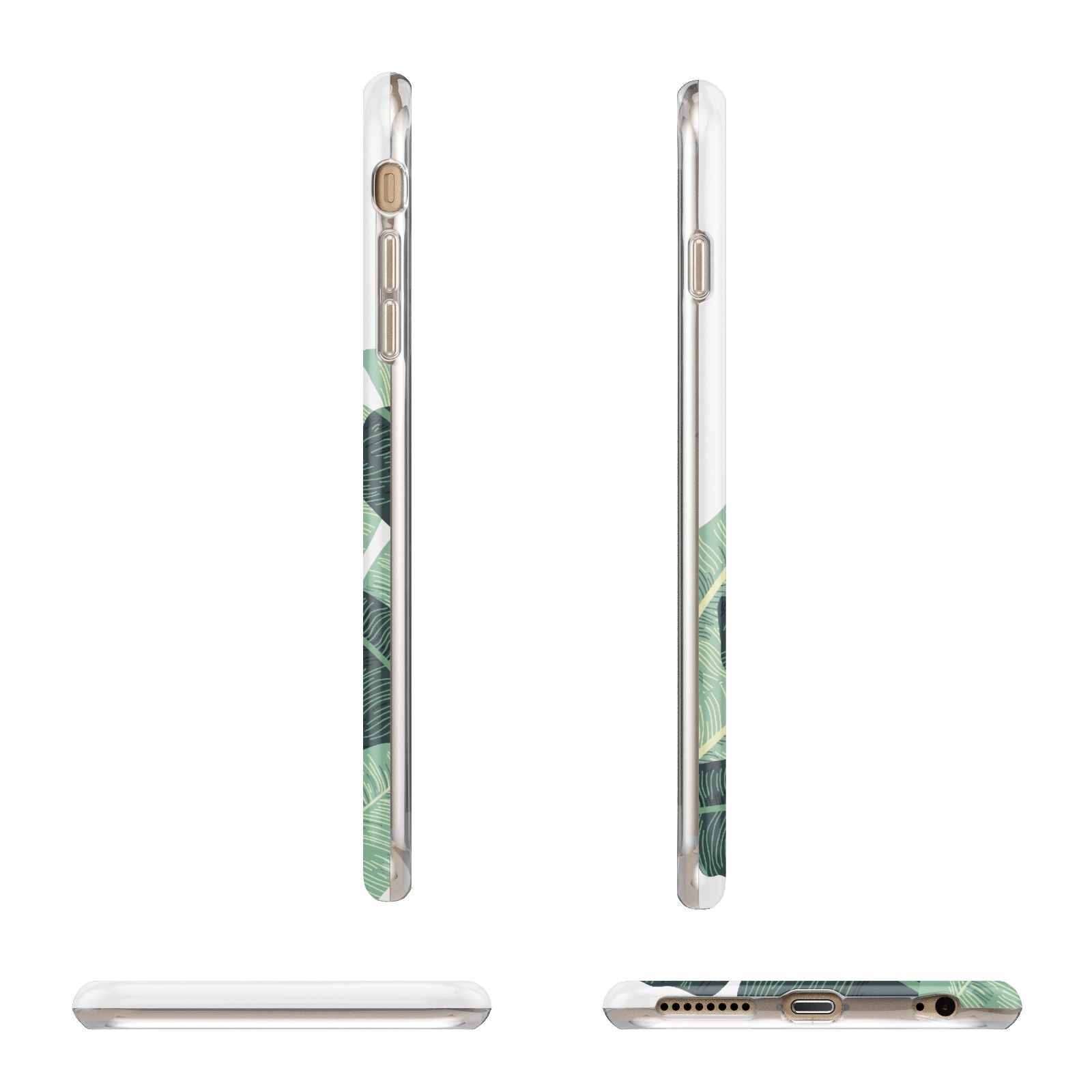 Personalised White Banana Leaf Apple iPhone 6 Plus 3D Wrap Tough Case Alternative Image Angles