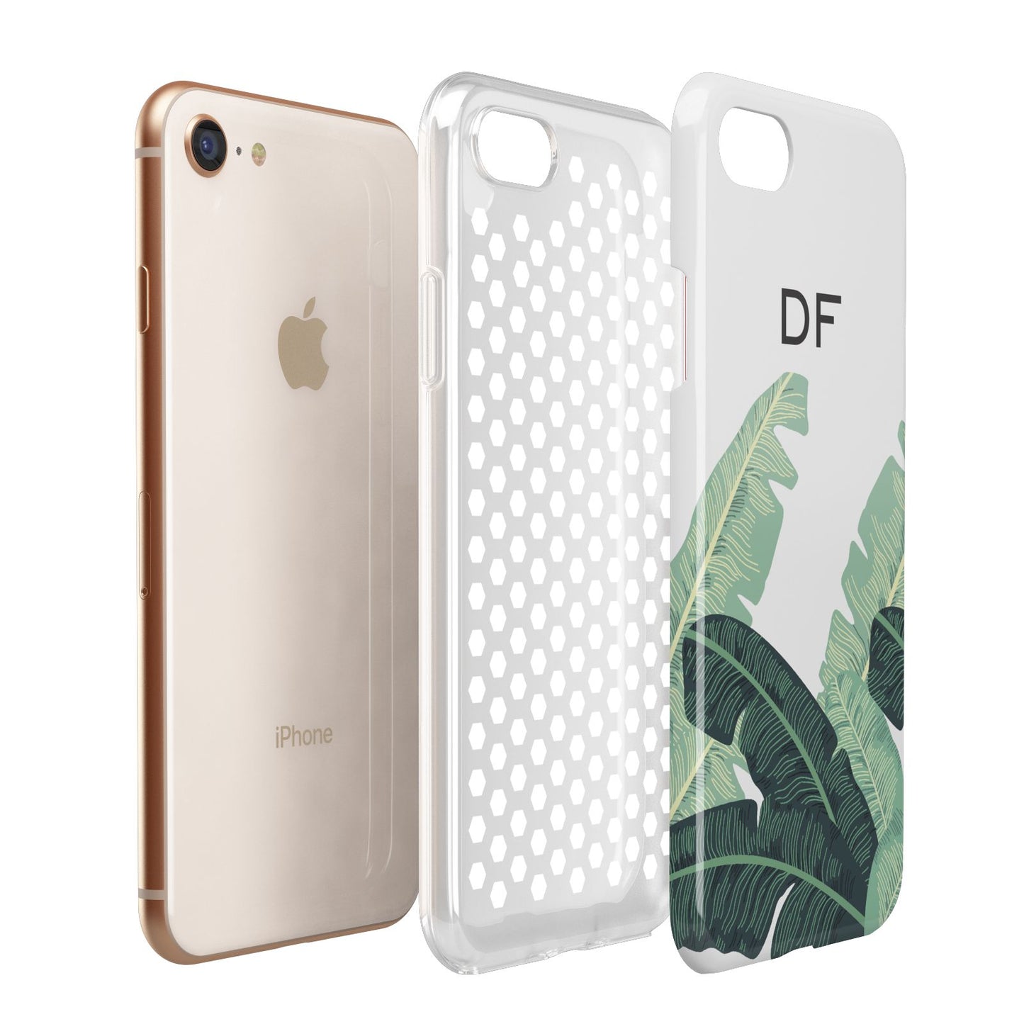 Personalised White Banana Leaf Apple iPhone 7 8 3D Tough Case Expanded View