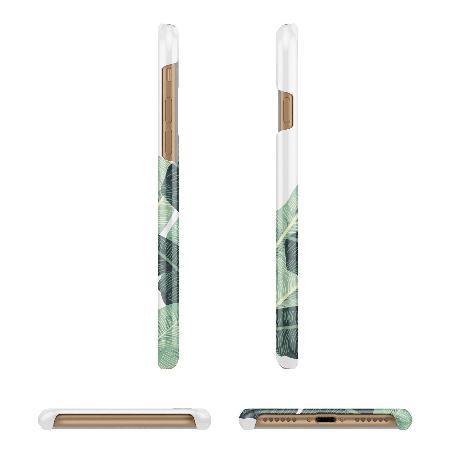 Personalised White Banana Leaf Apple iPhone 7 8 3D Wrap Snap Case Angled Images