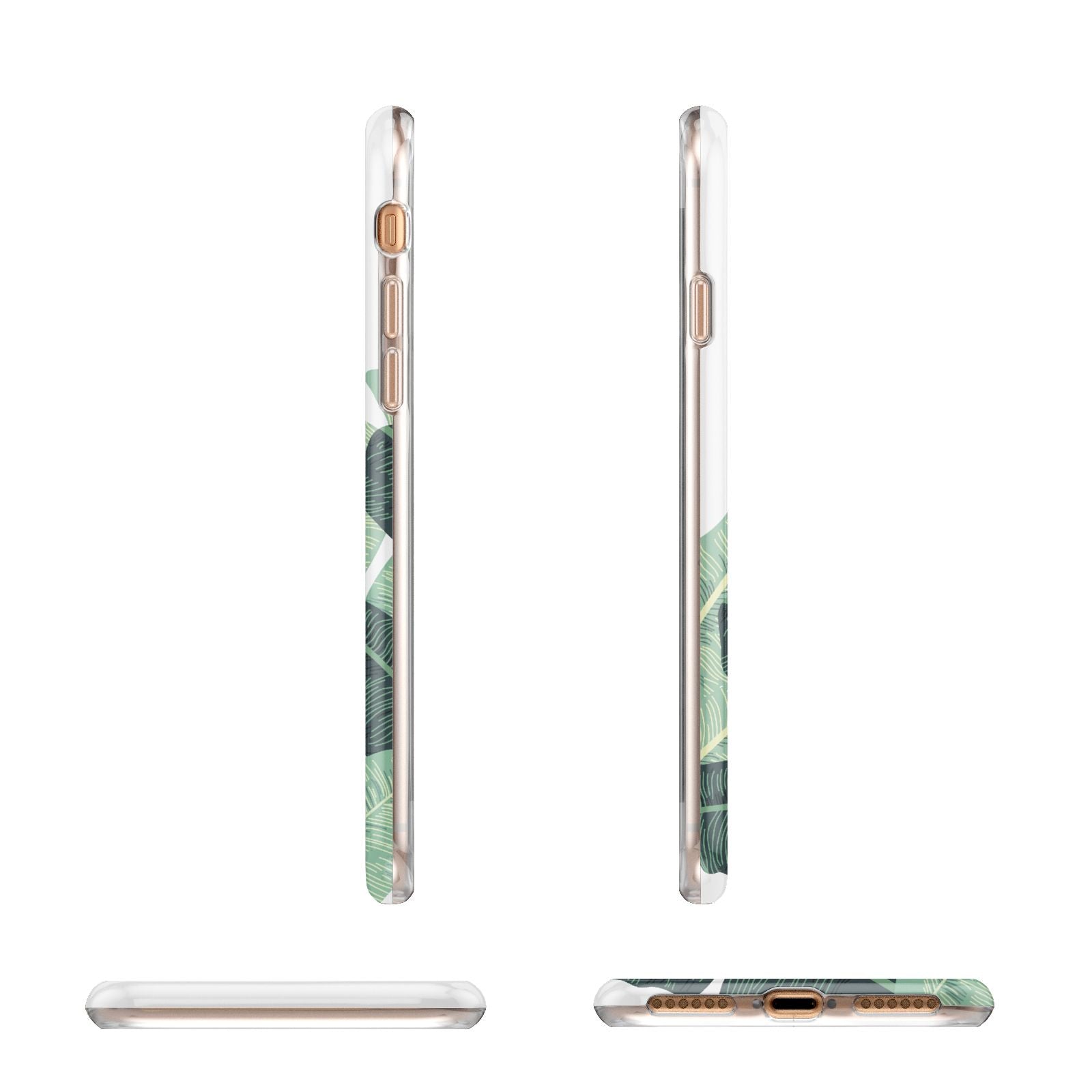 Personalised White Banana Leaf Apple iPhone 7 8 3D Wrap Tough Case Alternative Image Angles