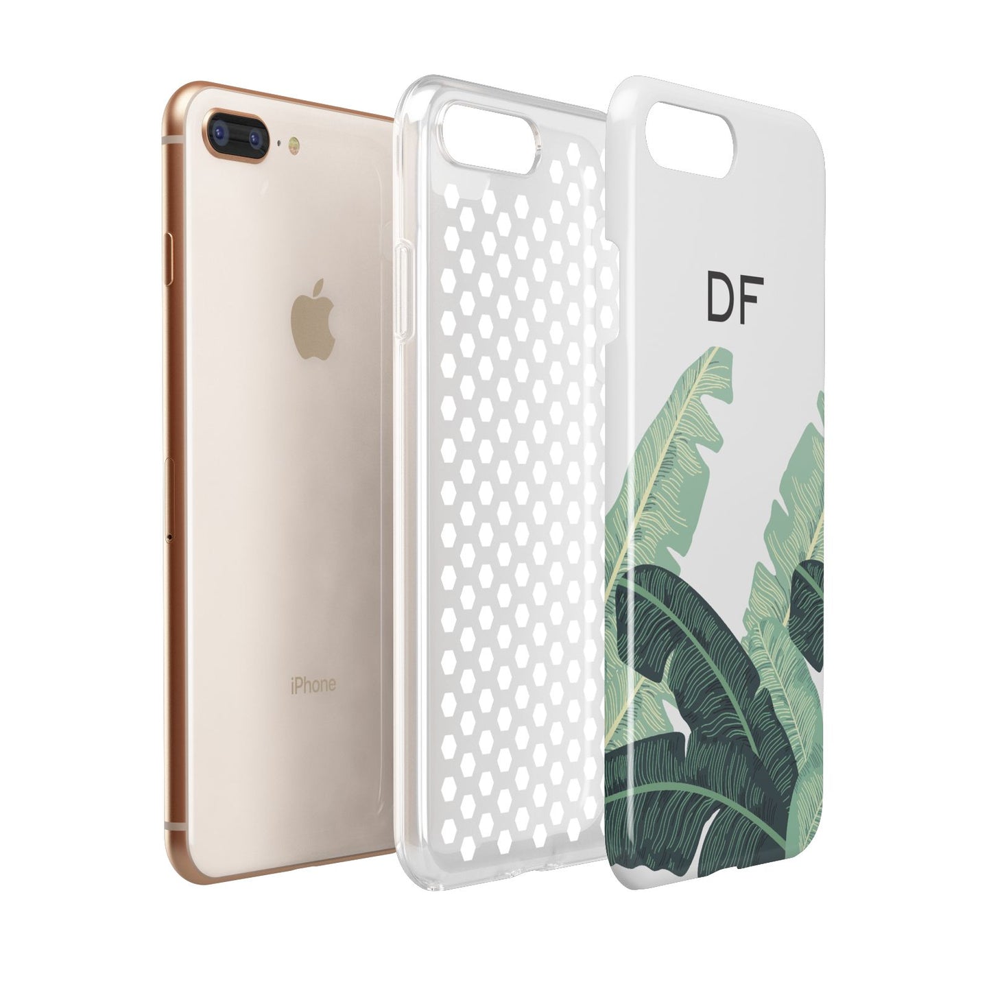 Personalised White Banana Leaf Apple iPhone 7 8 Plus 3D Tough Case Expanded View