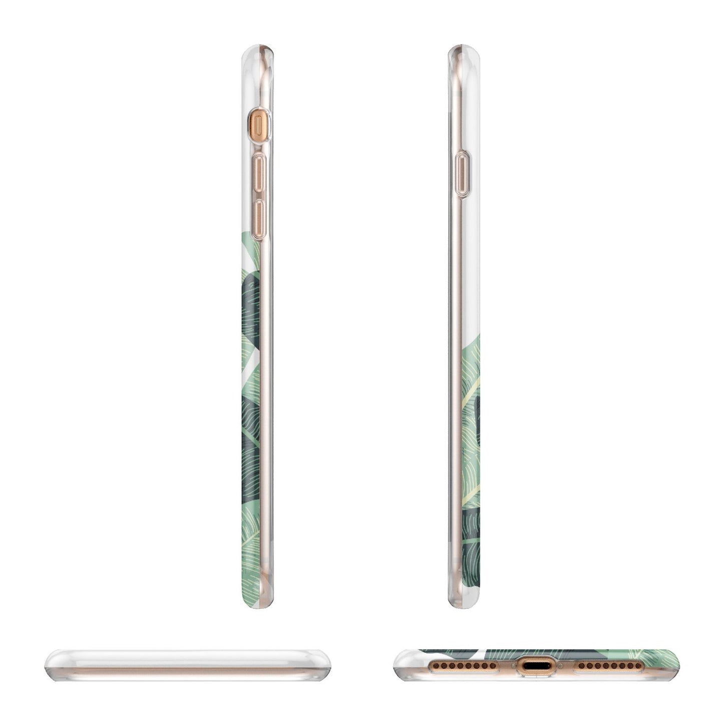 Personalised White Banana Leaf Apple iPhone 7 8 Plus 3D Wrap Tough Case Alternative Image Angles