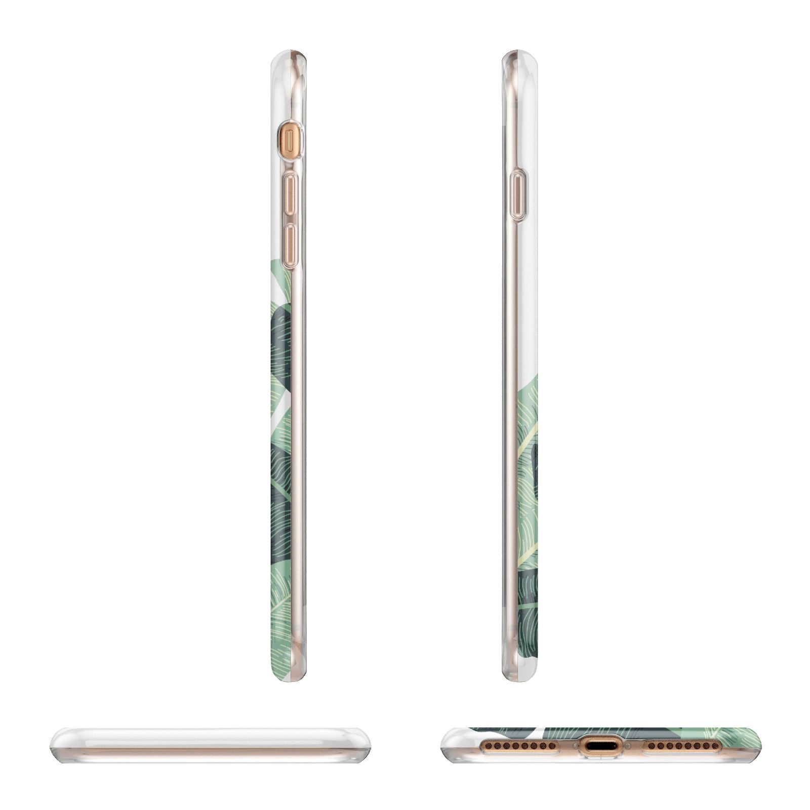 Personalised White Banana Leaf Apple iPhone 7 8 Plus 3D Wrap Tough Case Alternative Image Angles