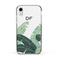 Personalised White Banana Leaf Apple iPhone XR Impact Case Black Edge on Silver Phone