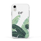 Personalised White Banana Leaf Apple iPhone XR Impact Case White Edge on Silver Phone