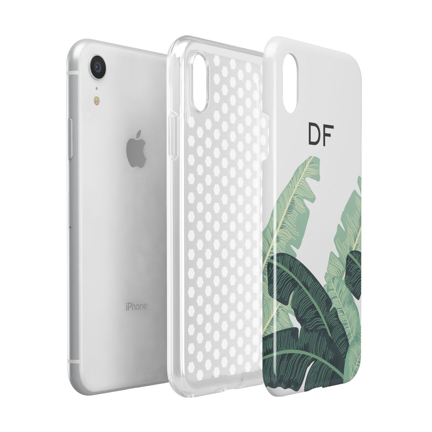 Personalised White Banana Leaf Apple iPhone XR White 3D Tough Case Expanded view