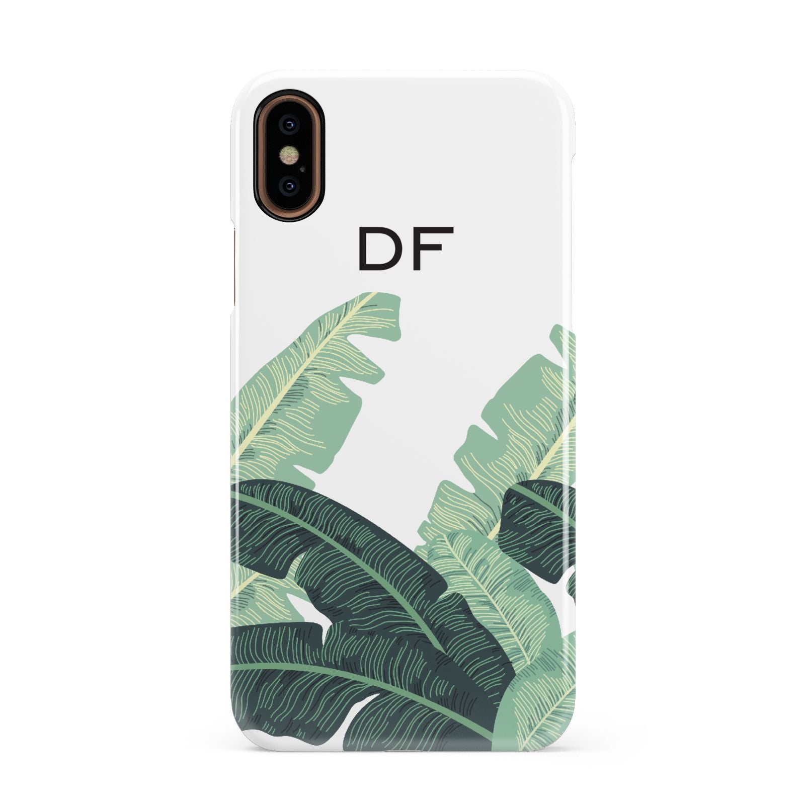 Personalised White Banana Leaf Apple iPhone XS 3D Snap Case